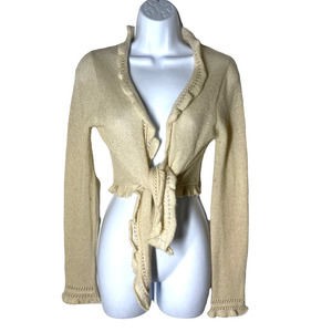 Vintage JUICY COUTURE Ruffled Cashmere Front-Tie Crop Sweater size l